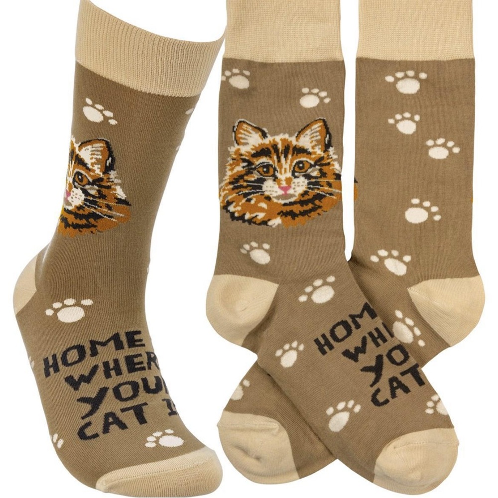 “HOME IS WHERE YOUR CAT IS". Socks